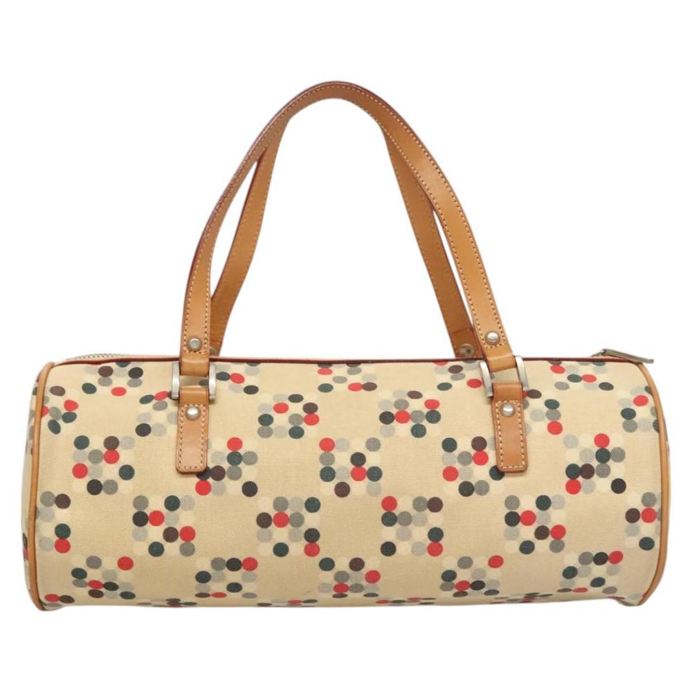 BURBERRY Blue Label Hand Bag Canvas Beige Silver Auth 124153 - Picture 2 of 16